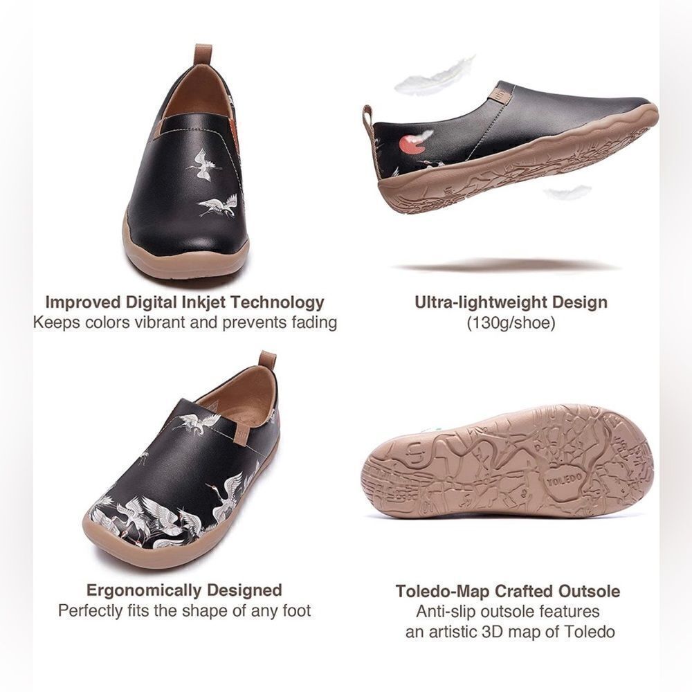 UIN Women's Walking Travel Shoes SlipOn Microfiber Casual Loafers(Crane in Dark) - Picture 7 of 7